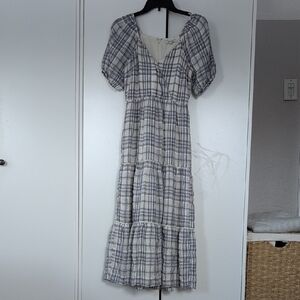 Madewell Blue & White Plaid Maxi Dress